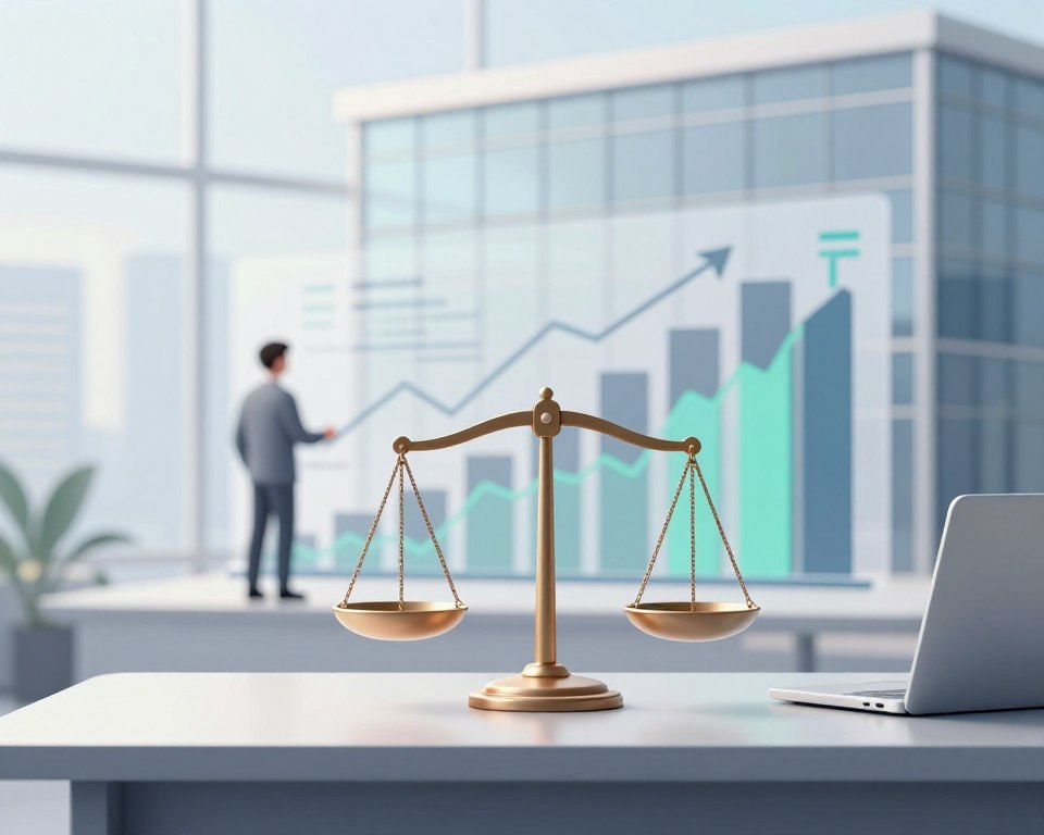 A conceptual illustration representing regulatory industry perspectives on counterparty risk. In the foreground, a balanced scale symbolizing fairness and regulatory compliance rests on a sleek, minimalist desk. The middle ground features a stylized bar graph with abstract figures representing financial data and risk assessment, incorporating neutral colors like gray, blue, and green. In the background, a modern, glass-walled office building is visible, symbolizing the financial industryโs pivotal role in risk management. Soft, diffused lighting enhances the professional atmosphere, creating a sense of stability and vigilance. The image captures the essence of risk evaluation and regulatory oversight, conveying a serious yet optimistic tone about the future of counterparty risk management. A conceptual illustration representing regulatory industry perspectives on counterparty risk. In the foreground, a balanced scale symbolizing fairness and regulatory compliance rests on a sleek, minimalist desk. The middle ground features a stylized bar graph with abstract figures representing financial data and risk assessment, incorporating neutral colors like gray, blue, and green. In the background, a modern, glass-walled office building is visible, symbolizing the financial industryโs pivotal role in risk management. Soft, diffused lighting enhances the professional atmosphere, creating a sense of stability and vigilance. The image captures the essence of risk evaluation and regulatory oversight, conveying a serious yet optimistic tone about the future of counterparty risk management.