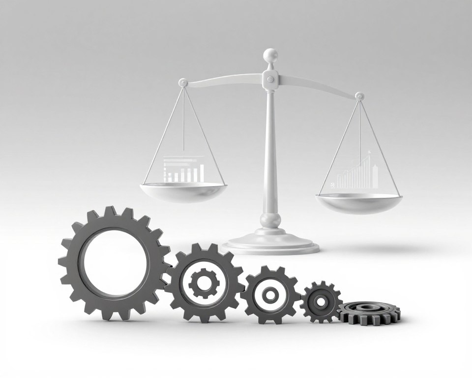 A sleek, minimalist illustration representing the fundamental concepts of counterparty risk. In the foreground, a series of interconnected gears and cogs symbolize financial transactions, showcasing trust and obligation. In the middle ground, a transparent balance scale emphasizes risk assessment, with abstract representations of data analytics and risk factors subtly integrated. The background features a gradient of neutral colors, transitioning from soft gray to white, creating a calm and professional atmosphere. Soft, diffused lighting illuminates the scene, adding depth and highlighting the mechanics of financial relationships. The overall mood is analytical and thoughtful, conveying a sense of stability and caution in financial dealings. A sleek, minimalist illustration representing the fundamental concepts of counterparty risk. In the foreground, a series of interconnected gears and cogs symbolize financial transactions, showcasing trust and obligation. In the middle ground, a transparent balance scale emphasizes risk assessment, with abstract representations of data analytics and risk factors subtly integrated. The background features a gradient of neutral colors, transitioning from soft gray to white, creating a calm and professional atmosphere. Soft, diffused lighting illuminates the scene, adding depth and highlighting the mechanics of financial relationships. The overall mood is analytical and thoughtful, conveying a sense of stability and caution in financial dealings.